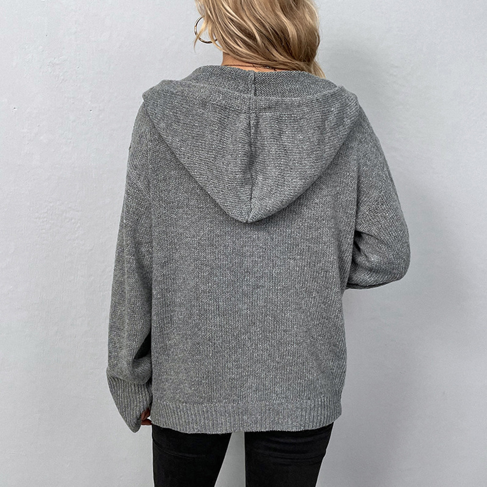 Hooded Knit Sweater Cardigan