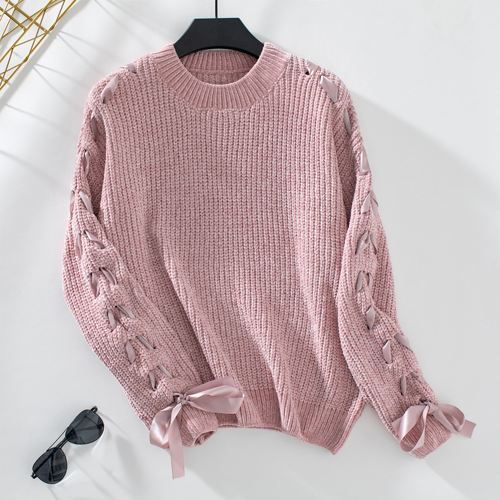 Women Sweater with Arm Lace Up