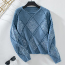  Women Openwork Sequin Knit Sweater