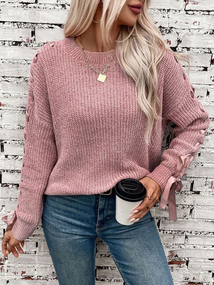 Women Sweater with Arm Lace Up