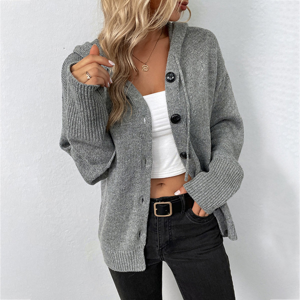 Hooded Knit Sweater Cardigan