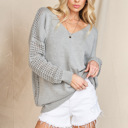  Women's Long Sleeve V Neck Knit Sweater