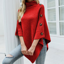 Red Womens Turtleneck Poncho Sweater
