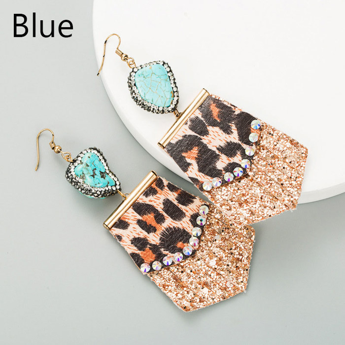 Leopard-print Leather Earrings