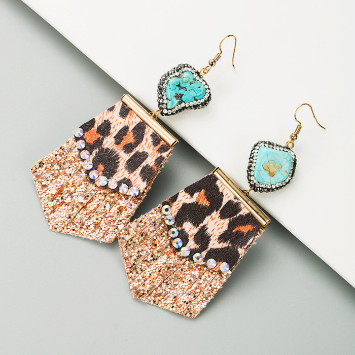 Leopard-print Leather Earrings