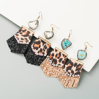 Leopard-print Leather Earrings