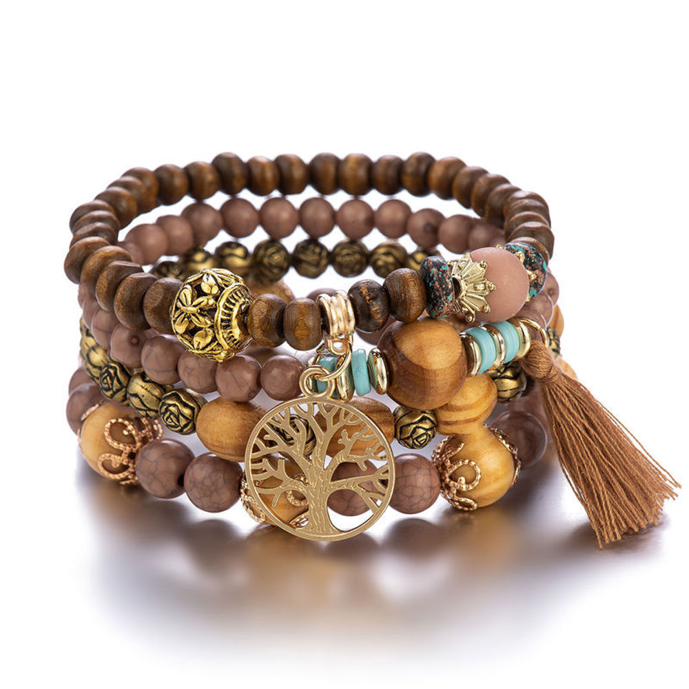 Multilayer Wooden Beaded Bracelet