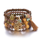 Coffee Multilayer Wooden Beaded Bracelet