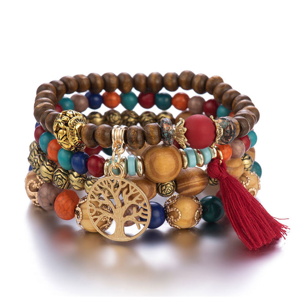 Multilayer Wooden Beaded Bracelet