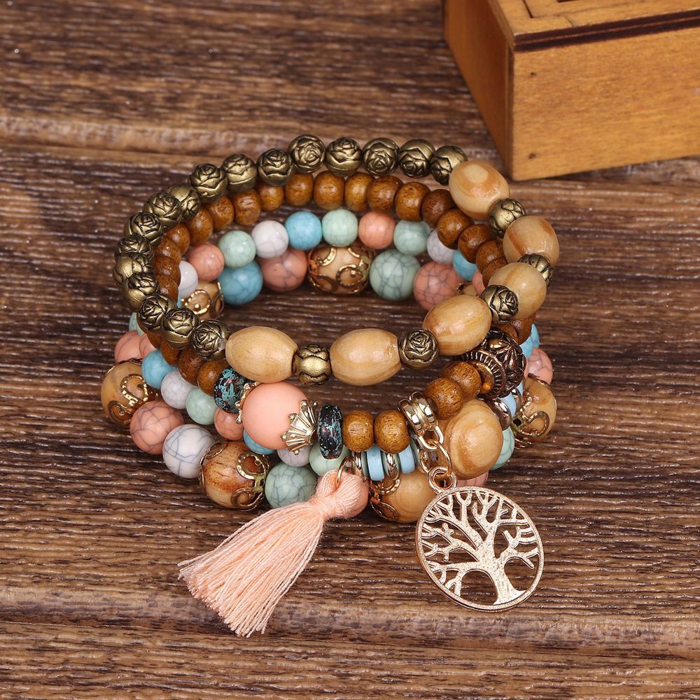 Multilayer Wooden Beaded Bracelet