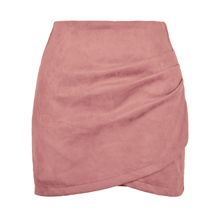 High Waisted Faux Suede Skirt