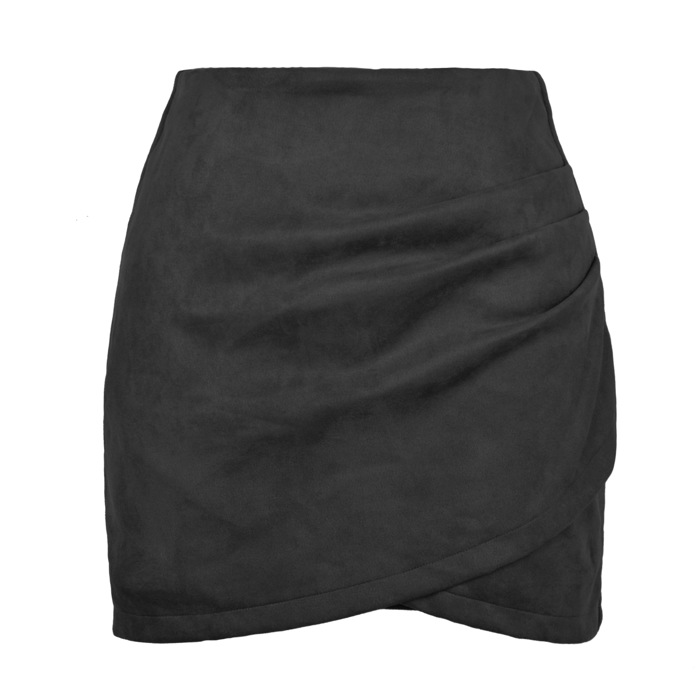 High Waisted Faux Suede Skirt