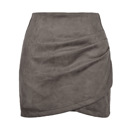 Gray Small High Waisted Faux Suede Skirt