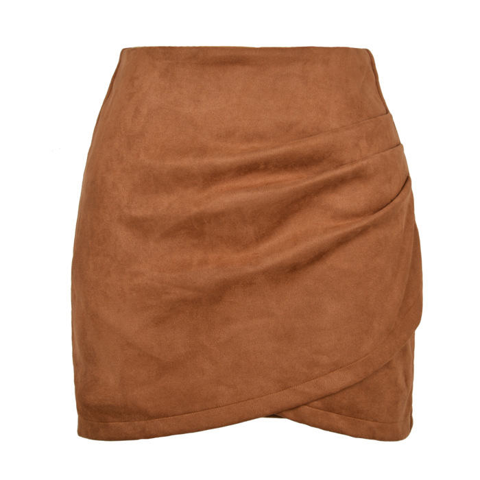 High Waisted Faux Suede Skirt