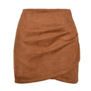 Khaki Small High Waisted Faux Suede Skirt