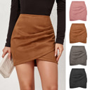  High Waisted Faux Suede Skirt