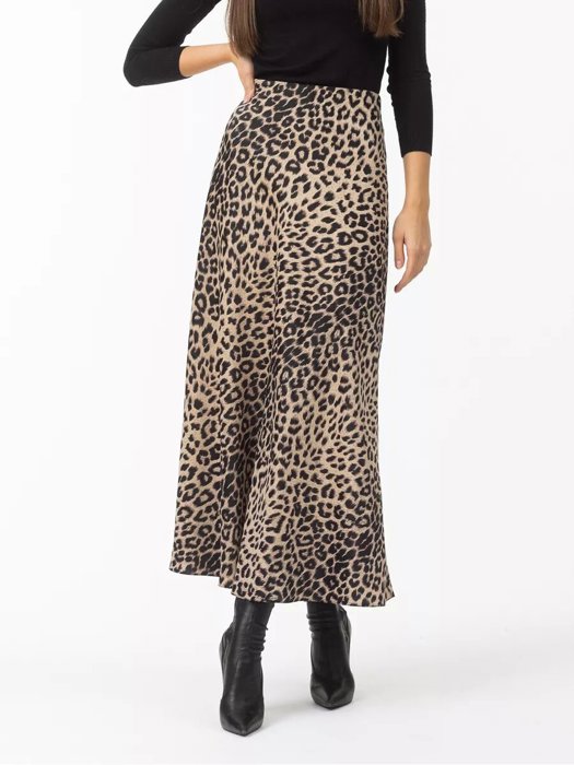 Satin Leopard Print Maxi Dress