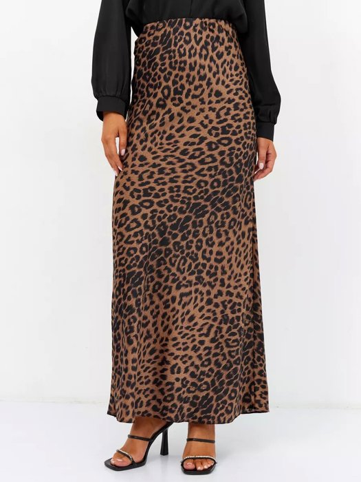 Satin Leopard Print Maxi Dress