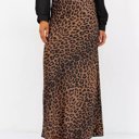 Brown Small Satin Leopard Print Maxi Dress