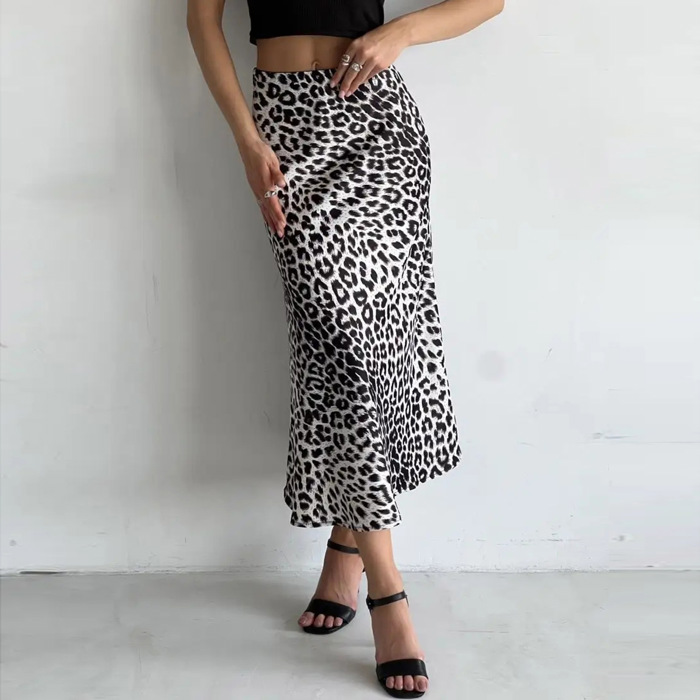 Satin Leopard Print Maxi Dress