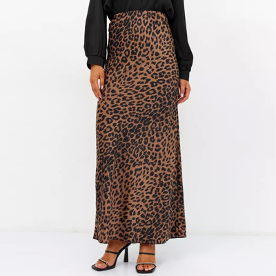 Satin Leopard Print Maxi Dress