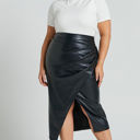  Womens Faux Leather Midi Skirt