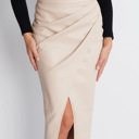  Womens Faux Leather Midi Skirt