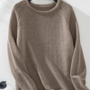 Khaki Small Women's Long Sleeve Pullover Sweater