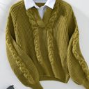 Green Small Women's Collar Knitted Pullover Sweater