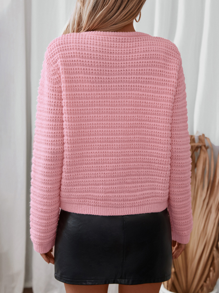 Women's Knitted Cardigan Round Neck Sweater