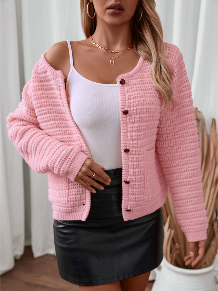 Women's Knitted Cardigan Round Neck Sweater