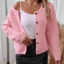  Women's Knitted Cardigan Round Neck Sweater