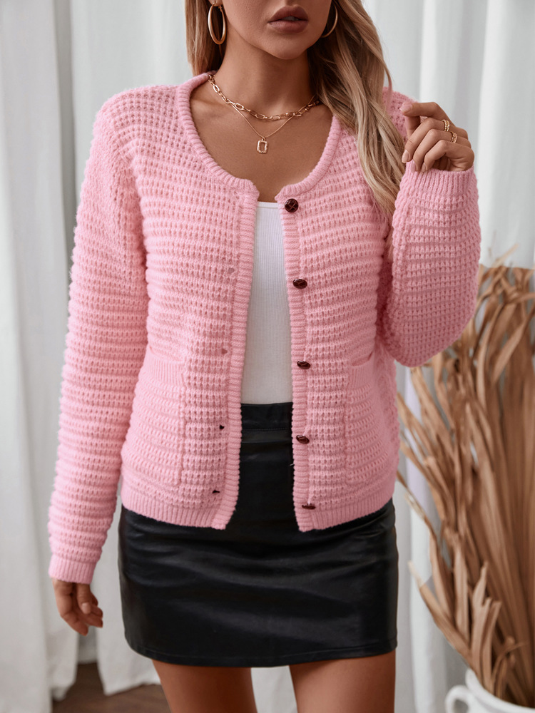 Women's Knitted Cardigan Round Neck Sweater