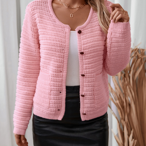 Women's Knitted Cardigan Round Neck Sweater