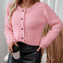  Women's Knitted Cardigan Round Neck Sweater