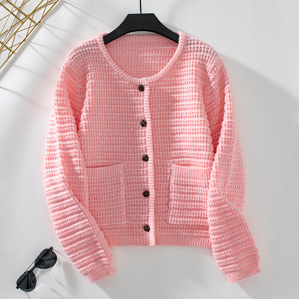 Women's Knitted Cardigan Round Neck Sweater