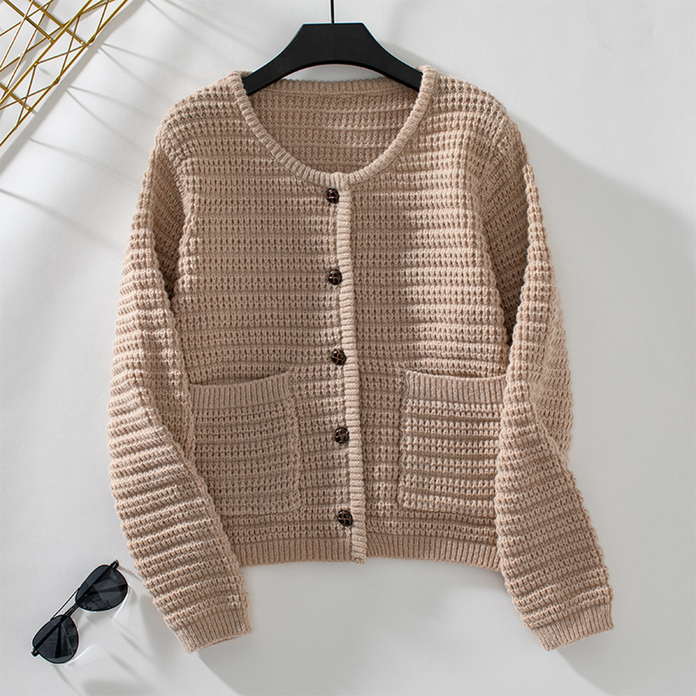 Women's Knitted Cardigan Round Neck Sweater