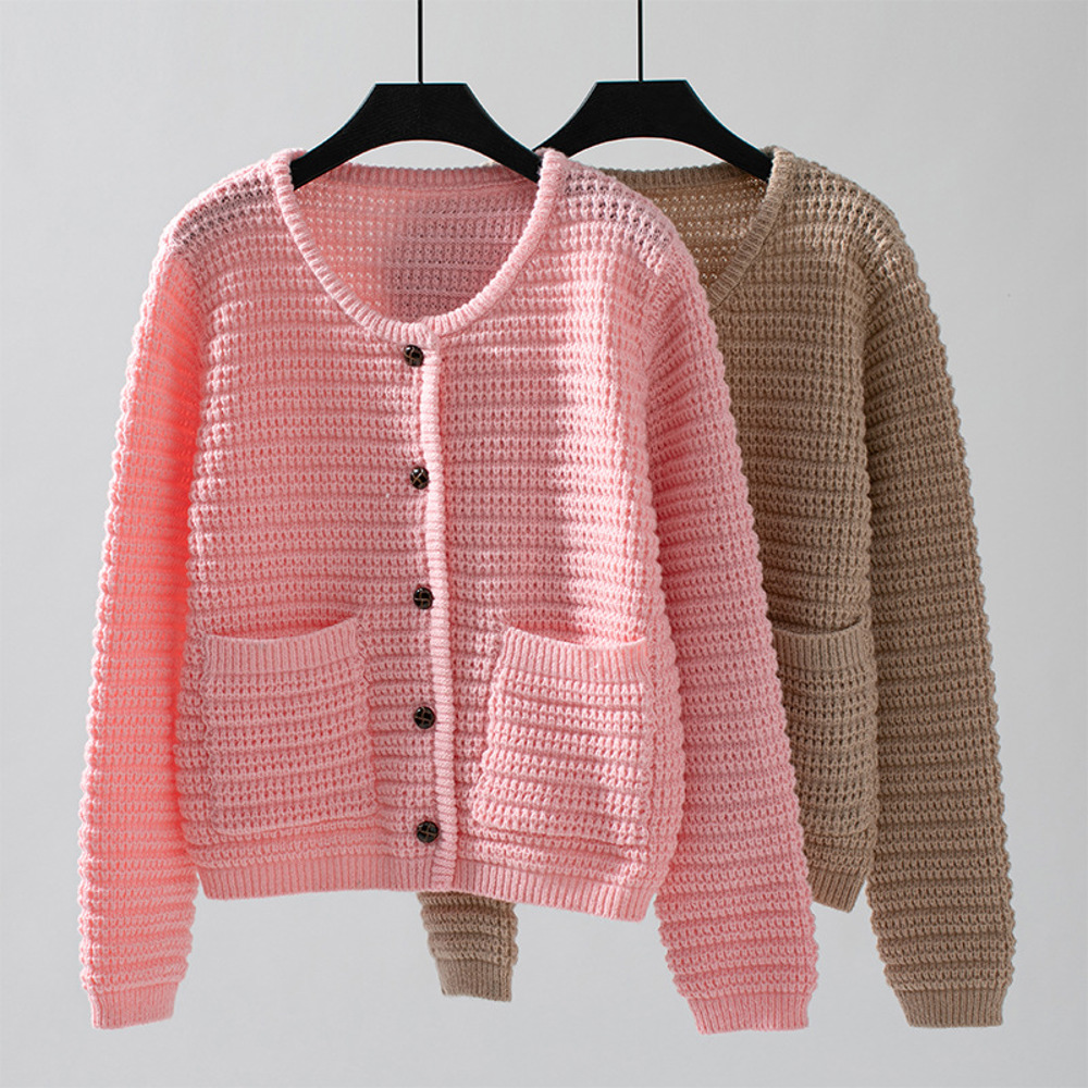 Women's Knitted Cardigan Round Neck Sweater