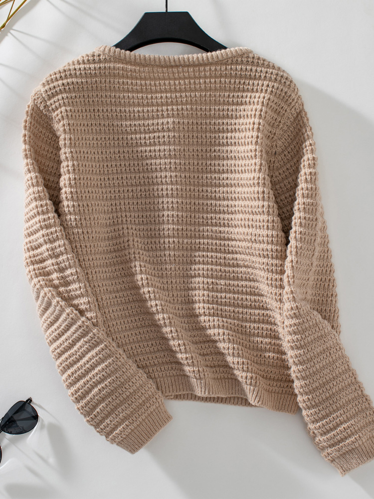 Women's Knitted Cardigan Round Neck Sweater