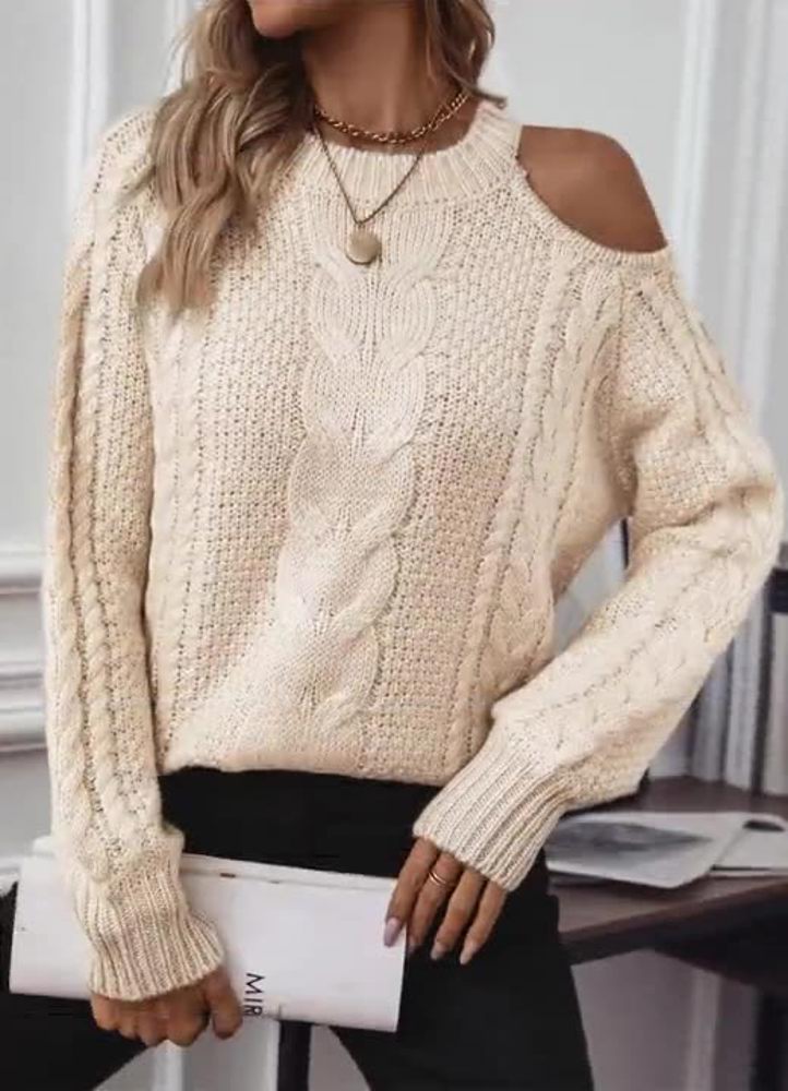 Womens Cold Shoulder Sweater