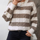  Striped Round Neck Long Sleeve Sweater