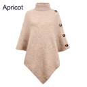 Apricot Womens Turtleneck Poncho Sweater