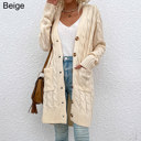 Beige Small Twist Knitted Cardigan Sweater