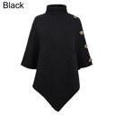 Black Womens Turtleneck Poncho Sweater