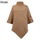 Khaki Womens Turtleneck Poncho Sweater