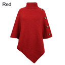 Red Womens Turtleneck Poncho Sweater