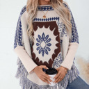  Retro Off Shoulder Sweater Poncho