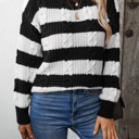  Striped Round Neck Long Sleeve Sweater