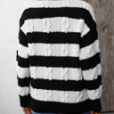  Striped Round Neck Long Sleeve Sweater
