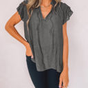  Ruffled Sleeve Drawstring Top